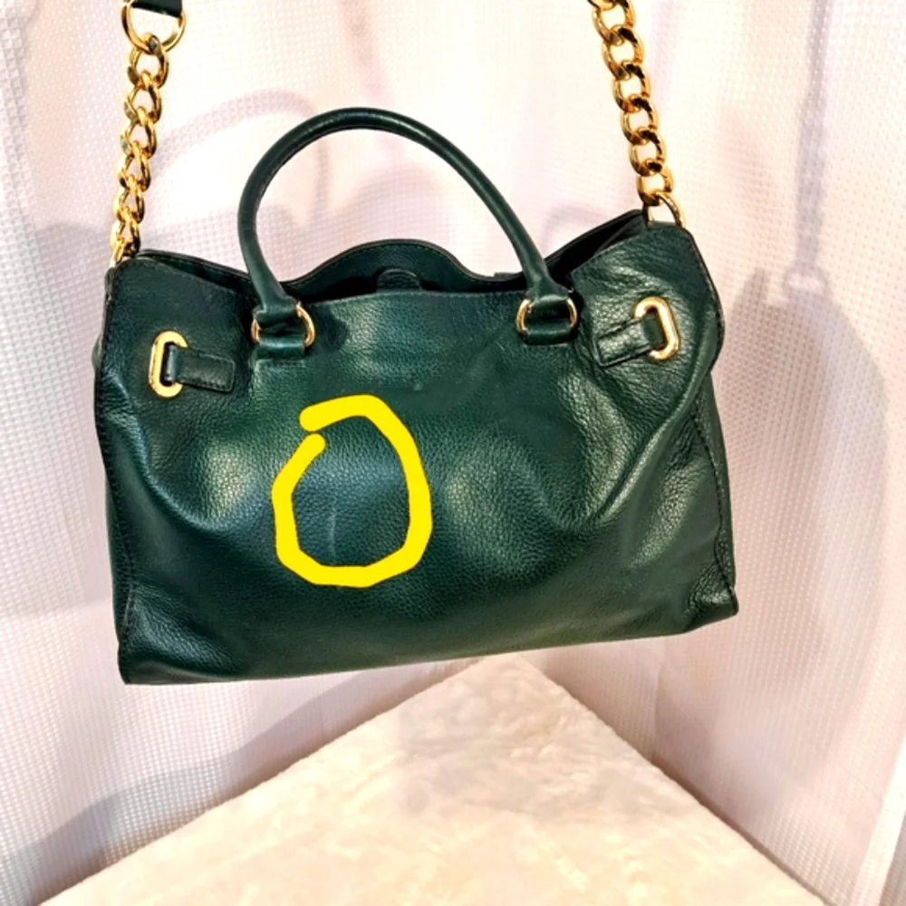 Michael Kors Green Pebbled Leather Satchel